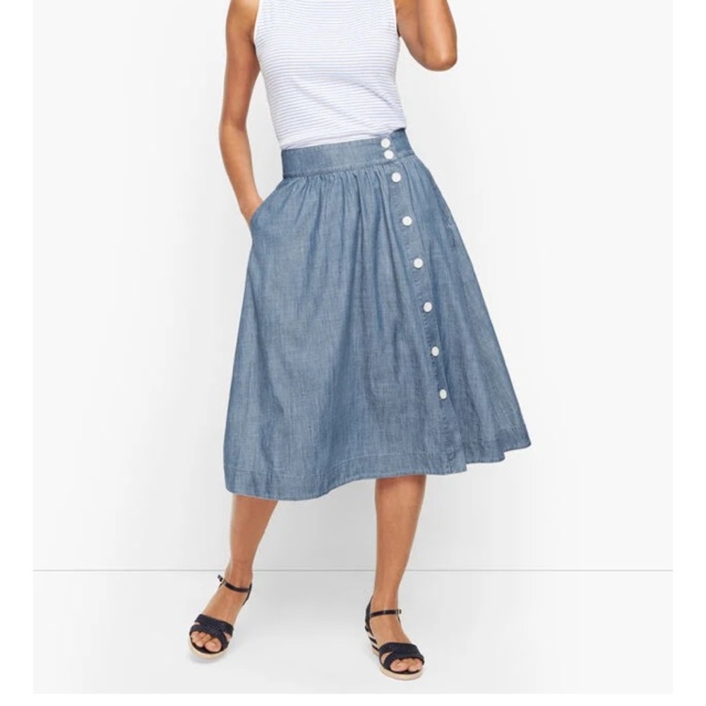 Nwt Talbot’s denim button front midi skirt 10